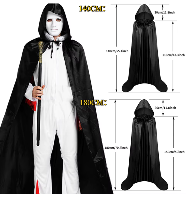 Cape d'halloween  à capuche noire