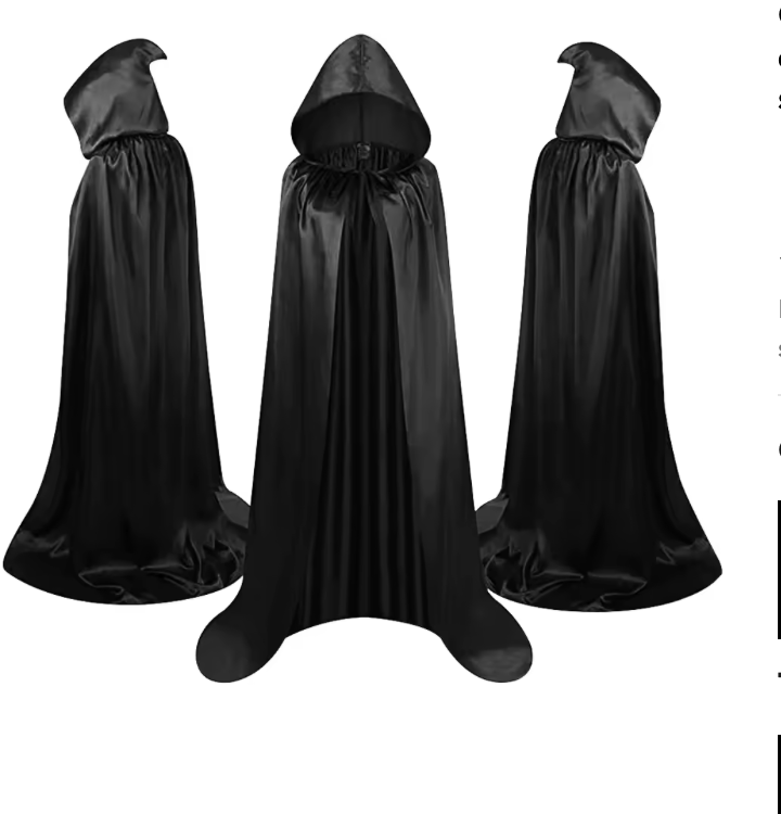 Cape d'halloween  à capuche noire