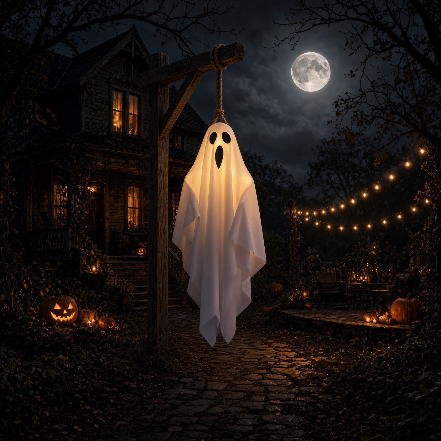 fantome suspendu d'halloween led